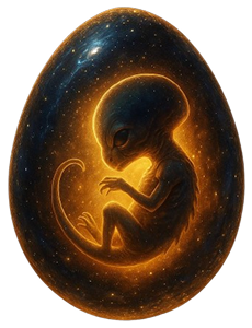 A golden egg hatching into a unique creature